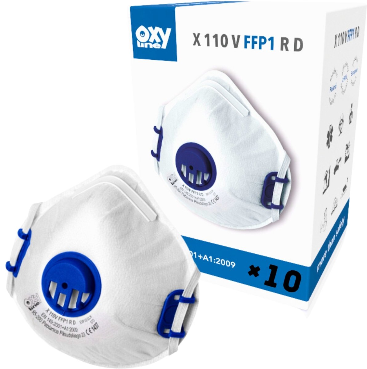 Merkloze FFP1 stofmasker met ventiel - 10 stuks
