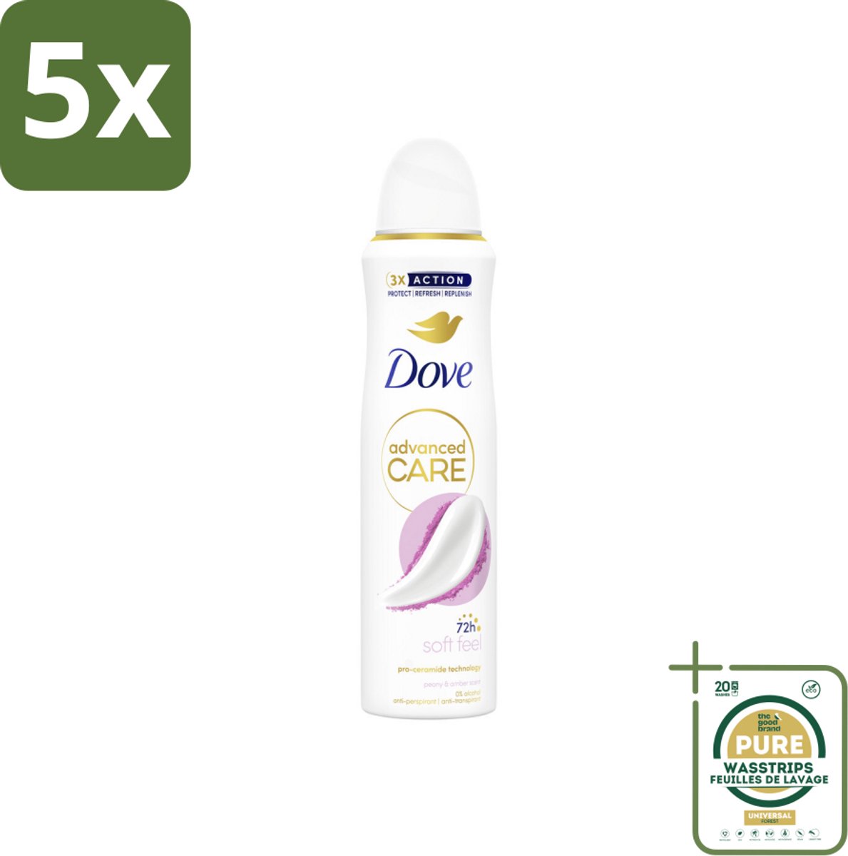 5 x Dove Deodorant Spray - Soft Feel - 150 ml - Grootverpakking - Dove Deodorant Spray Soft Feel - Anti-transpirant - Zweetbevoegd - Oksel Verzorging - Warme Geur