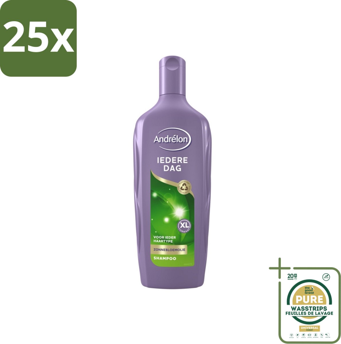 25 x Andrélon - Iedere Dag - Shampoo - 450 ml - Grootverpakking - Dagelijks Shampoo - Fris Haar - Luchtig Haar - Zonnebloemextract Shampoo - Gezond Haar