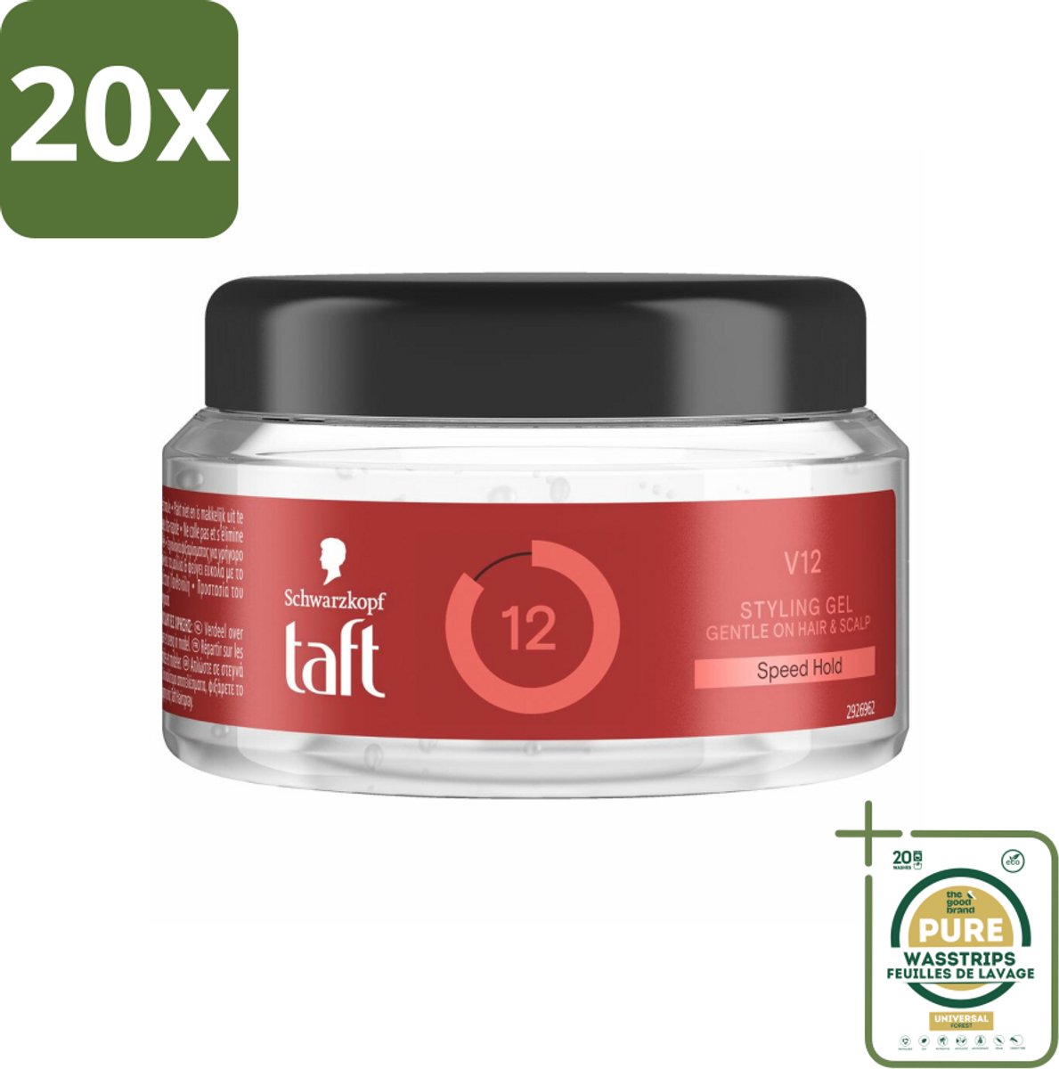 20 x Taft - V12 - Styling Gel - Supersnelle fixatie - 250 ml - Grootverpakking - Styling Gel - Snel Drogen - Haarkleur - Haartype - Fixatie