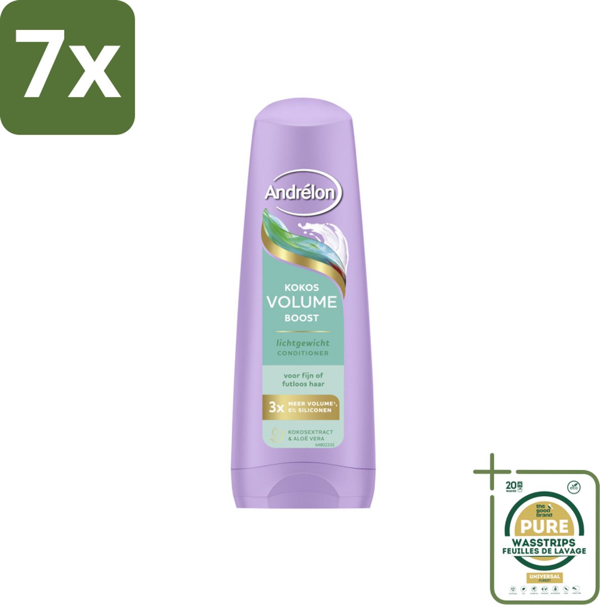 7 x Andrélon – Conditioner – Volume Boost – 200 ml - Grootverpakking - Fijn Haar - Futloos Haar - Volume Boost - Kokos Conditioner - Aloë Vera