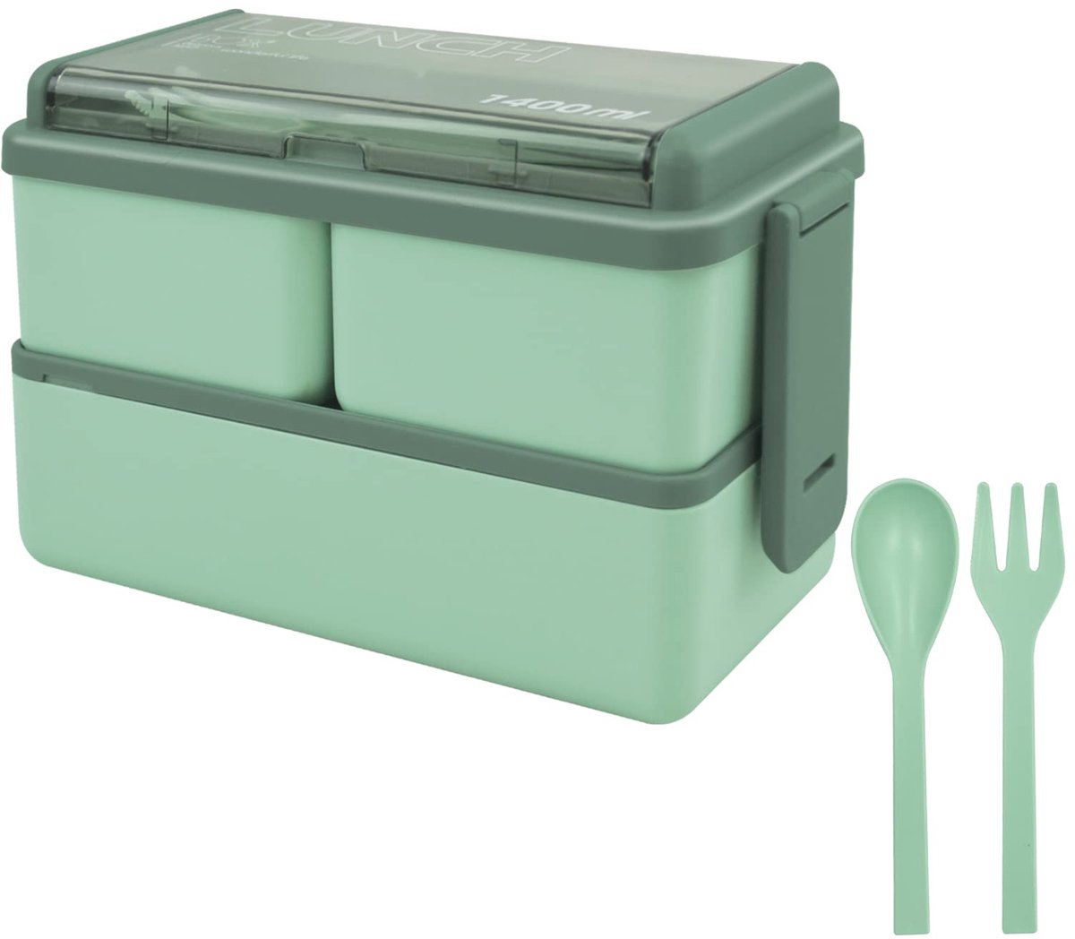 Bento lunchbox 1400 ml - stapelbaar met 3 compartimenten - lekvrije 2-laagse dozen - ideaal voor kantoor en onderweg - ShopVlot
