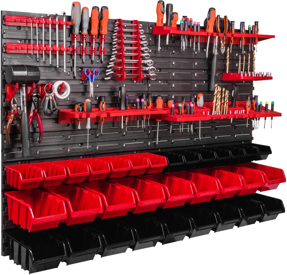 Gereedschapswand 115x78cm met 32 ​​Bakjes & Organizer Set