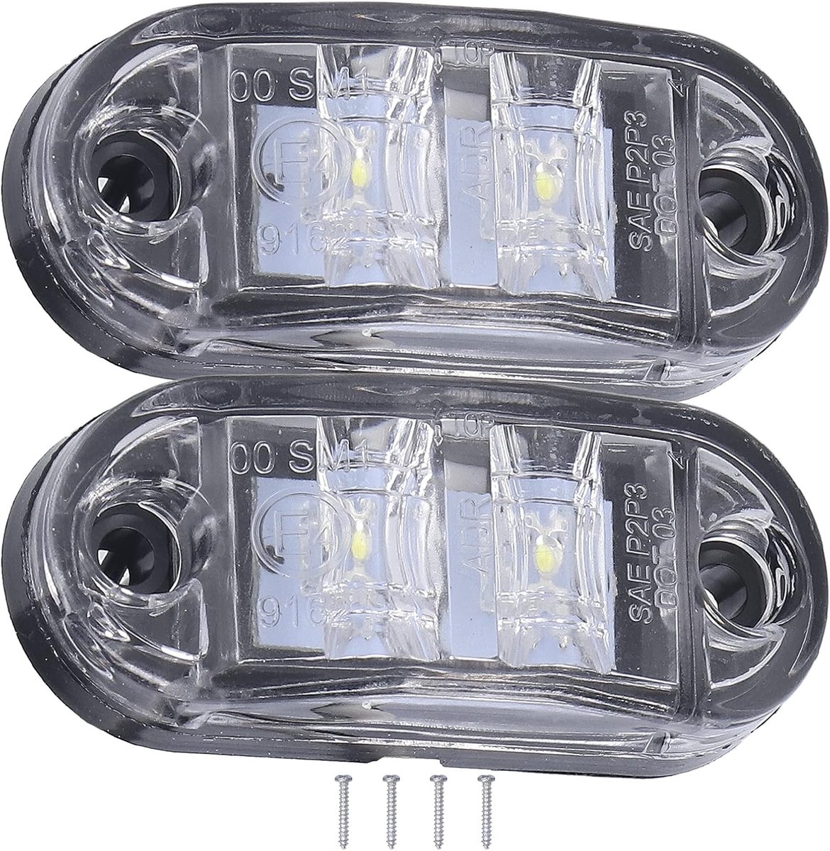 SnelShoppen - 1 Paar Truck Indicatoren, 10-30V, 2 Rectangulaire LED Zijlichten met 25cm Achter Pigtail Remdraad, Achteruit Lamp voor Trailer, Vrachtwa