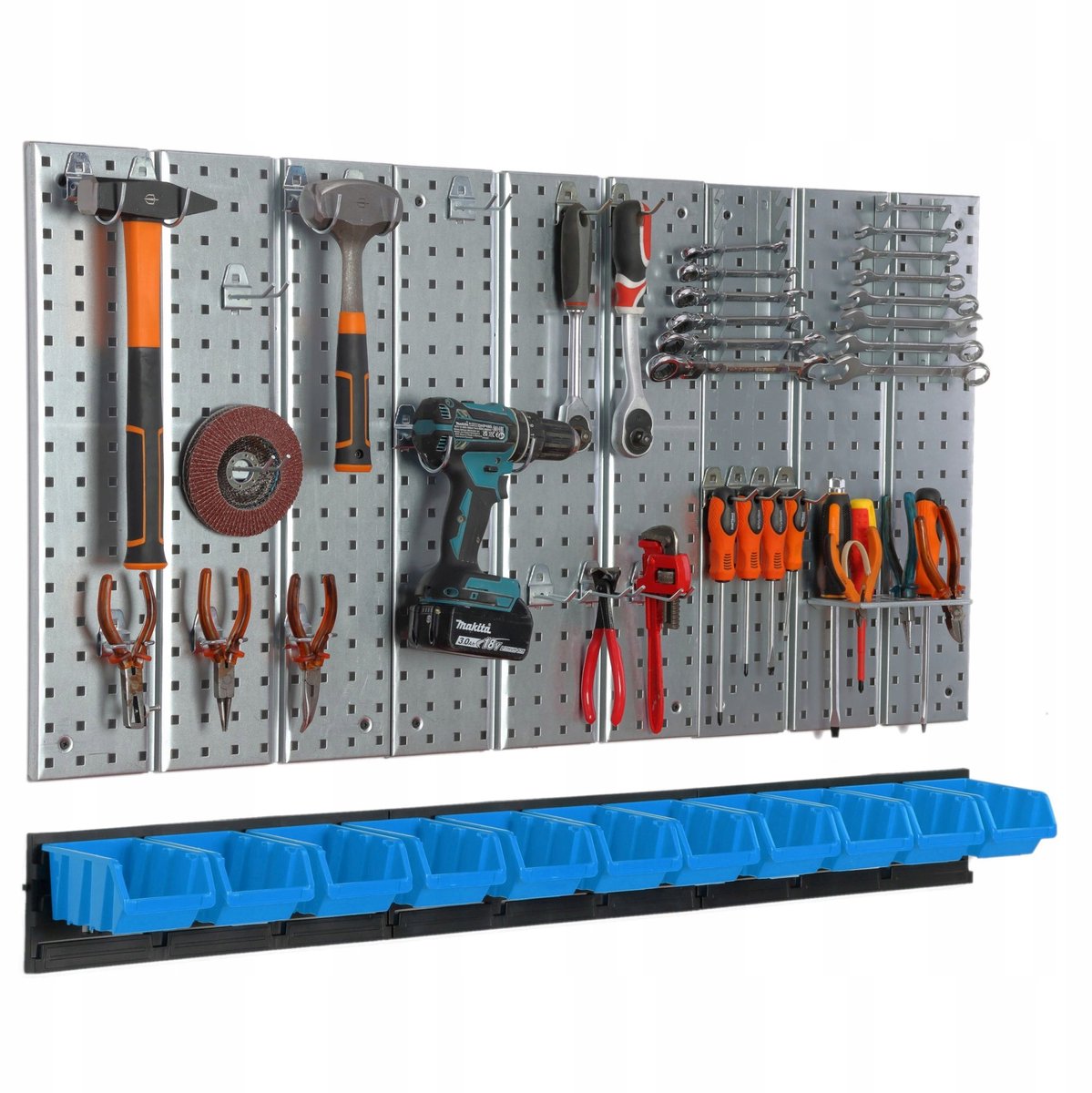 Gereedschapswand 1170x713 mm met 11 bakjes - Werkplaatsorganisatie