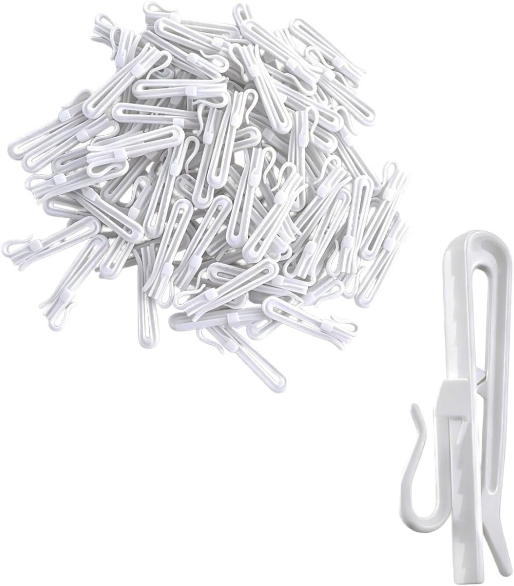 Plastic gordijnhaken 70x24mm - verstelbare haken - 80 stuks - geschikt voor badkamer en woonkamer - ShopVlot