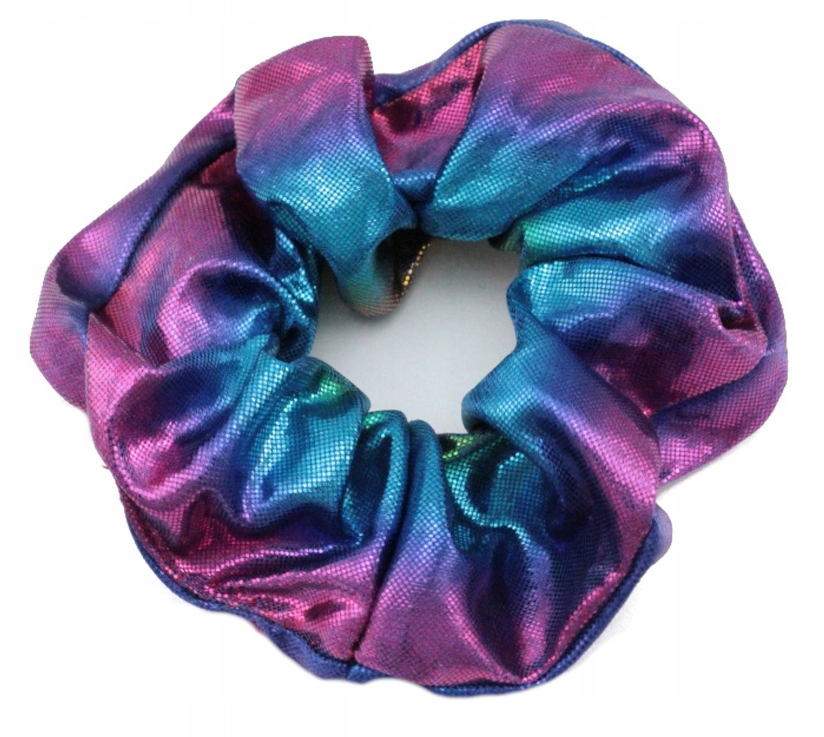 Grote glanzende scrunchie haarband 12cm - Regenboog Kleur