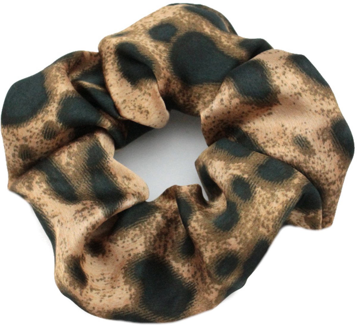Grote Scrunchie Haarband Panterprint Zijdeachtig Bruin