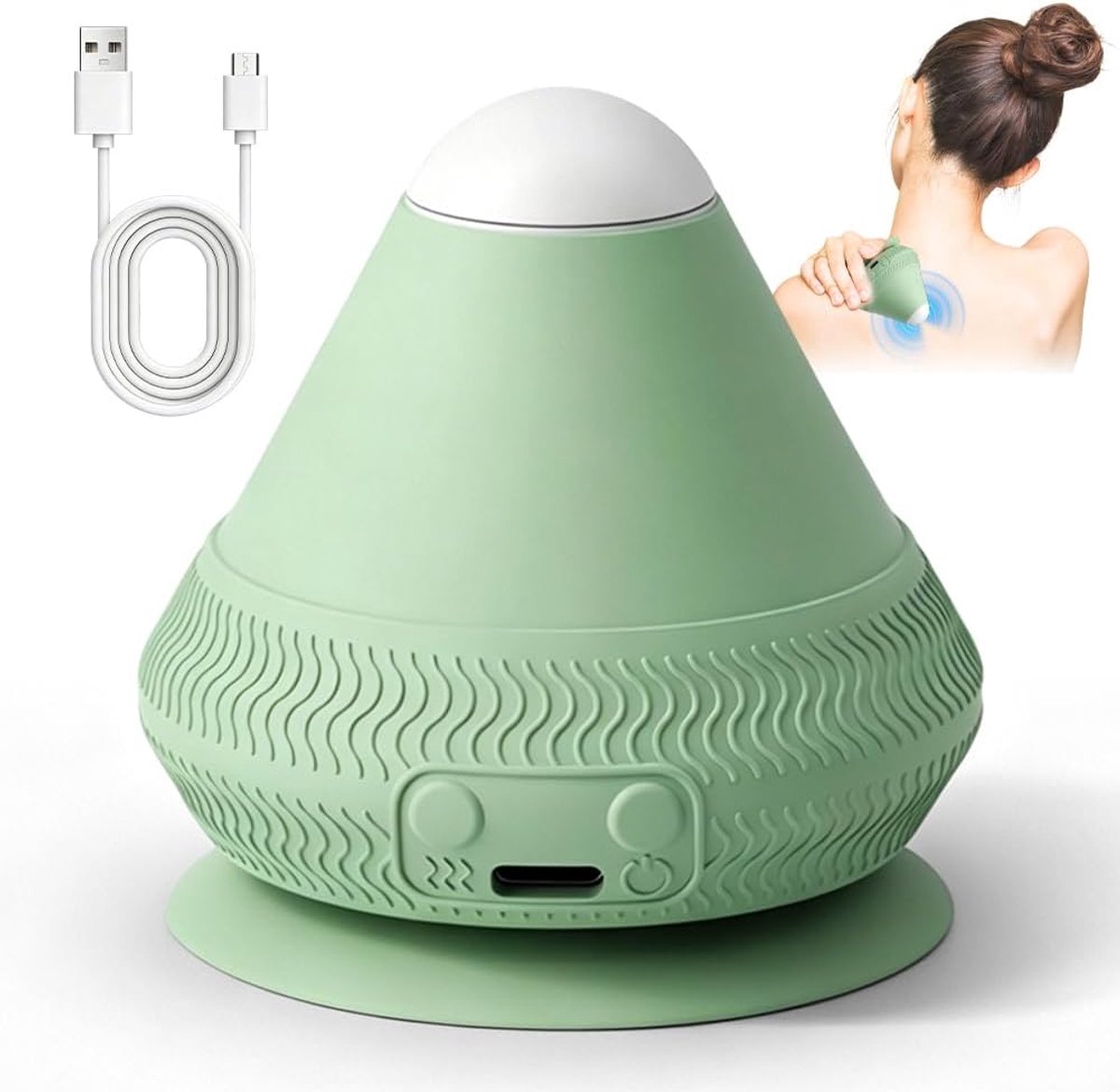 Elektrische triggerpunt-drukknop, massagebal met zuignap, vibrerende verwarming, massagebal (groen) - ShopVlot