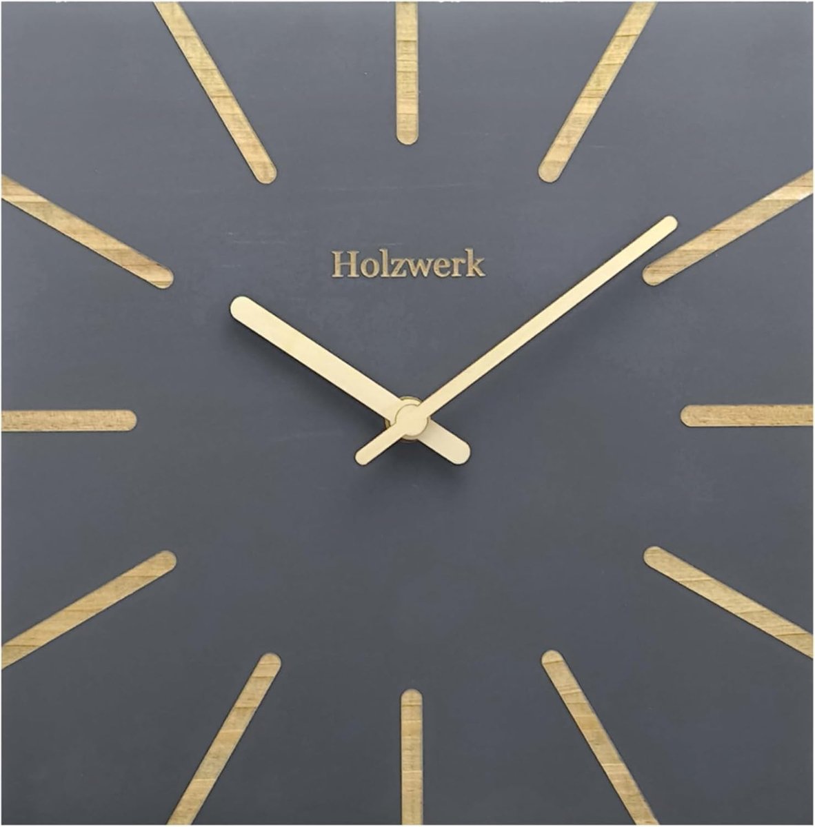 Holzwerk Wandklok van hout, vierkant, vintage, stil uurwerk zonder tikkende geluiden, grijs, vrijwel geruisloos, van - ShopVlot