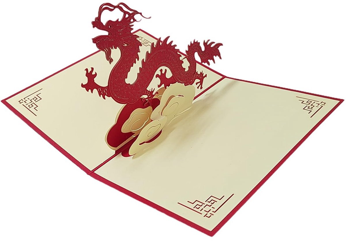 3D Pop-Up Kaart met Chinese Draak voor Verjaardagen en Gelegenheden