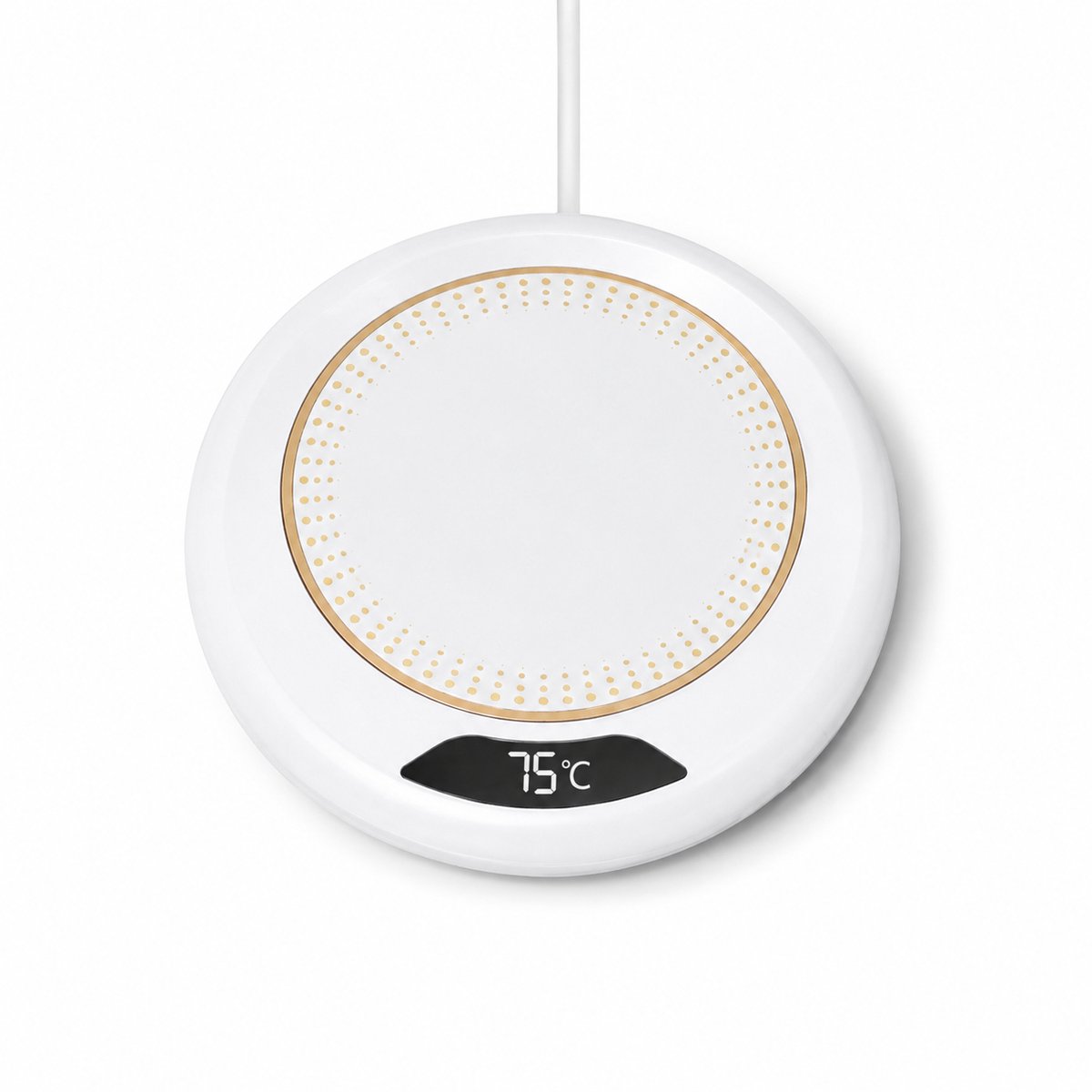Mok Warmer USB - Koffiekop Verwarmer voor Koffie en Thee - Elektrische Warmhoudplaat met 3 Temperatuurstanden - Beker Warmer voor Bureau en Thuis - Compacte Warmhoudonderzetter Ø11,2 cm - Wit