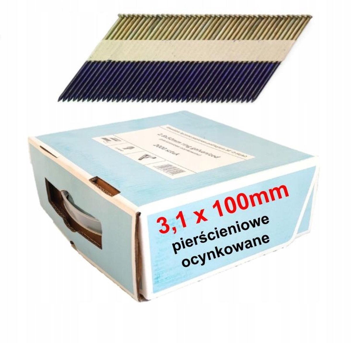 Merkloze Ringnagels 3,1x100mm Papier Gebonden Verzinkt 2000 Stuks