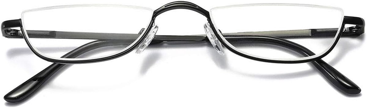 VEVESMUNDO Reading Glasses Metal Half Glasses Classic Narrow Spring Hinge Workplace Glasses Reading Aid Vision Aid - ShopVlot