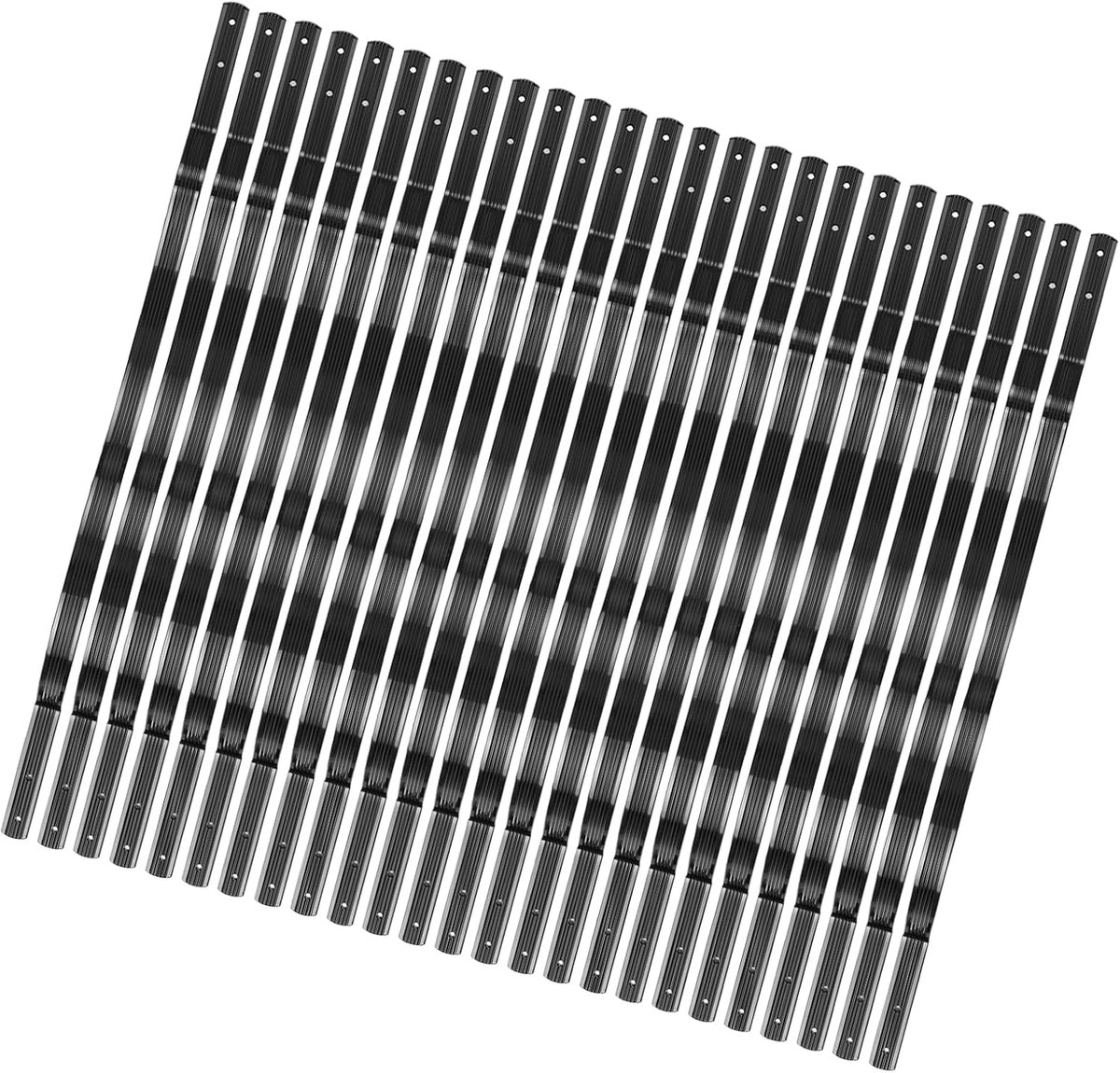 Aluminium Balusters 82 cm Gebogen, Matzwart Hekwerk Spijlen met Ribbels, 50 Stuks