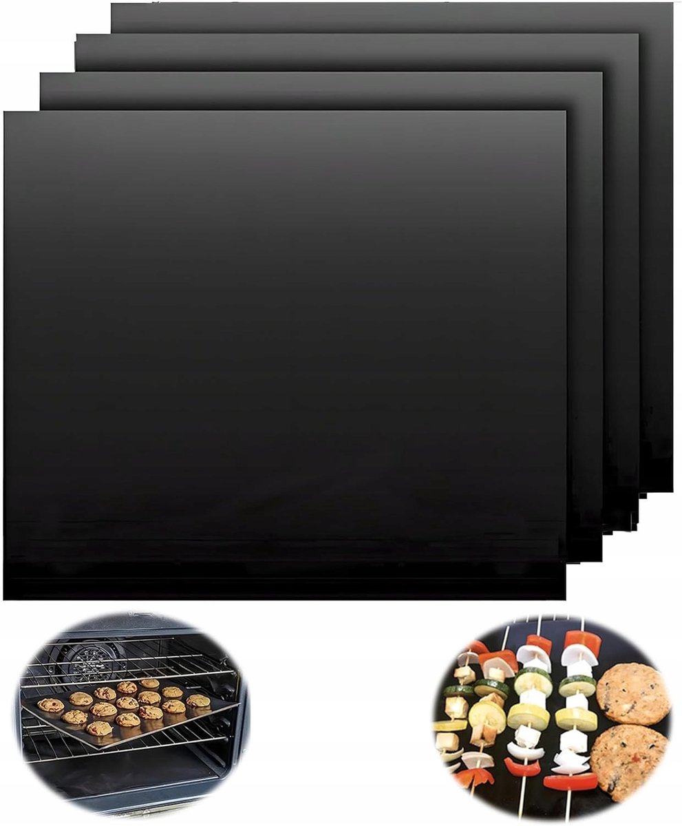 BBQ grillmattenset - 5 stuks, 40x33 cm, anti-aanbak