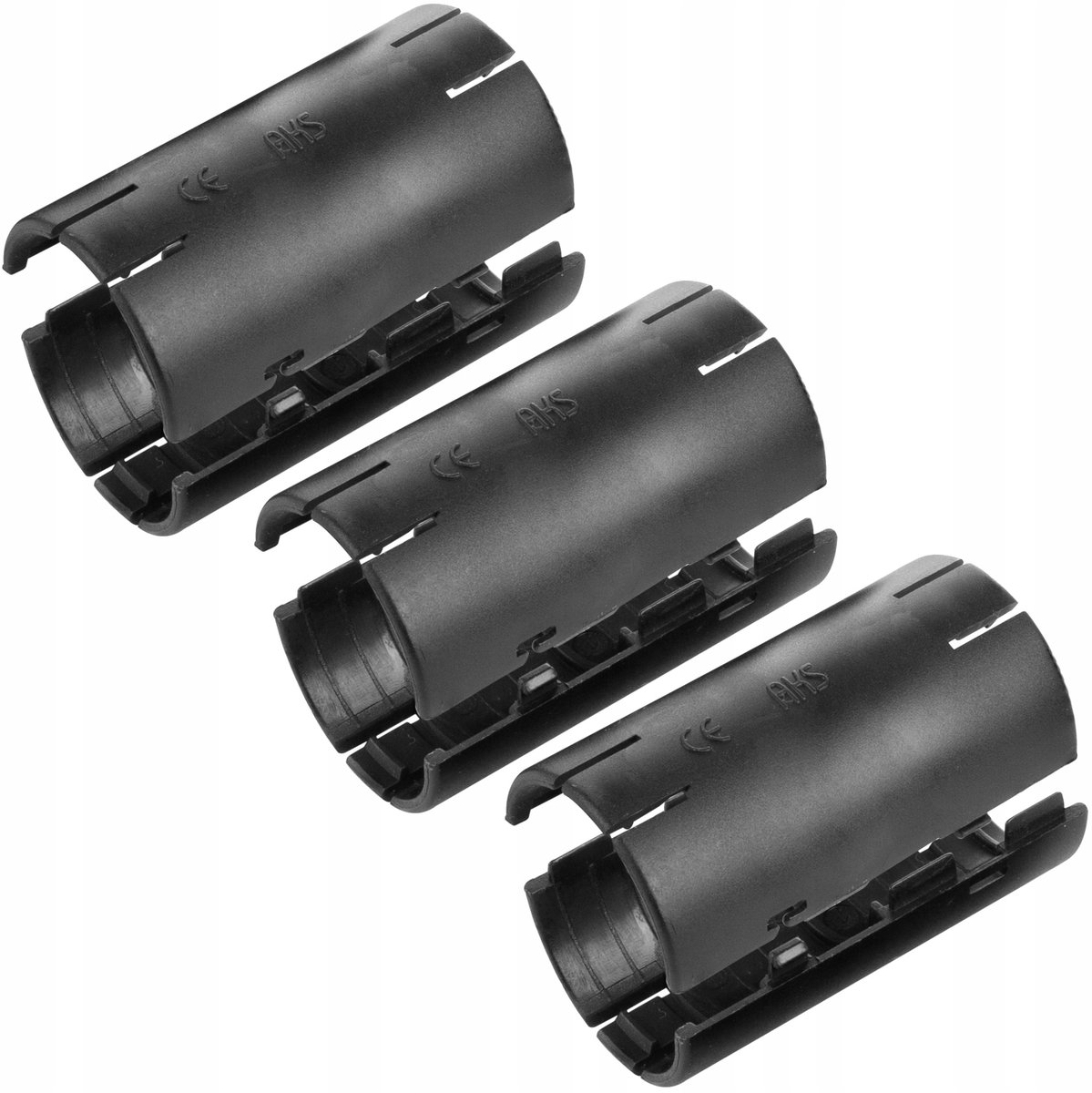 Rechte buis connector 16mm zwart - 3 stuks