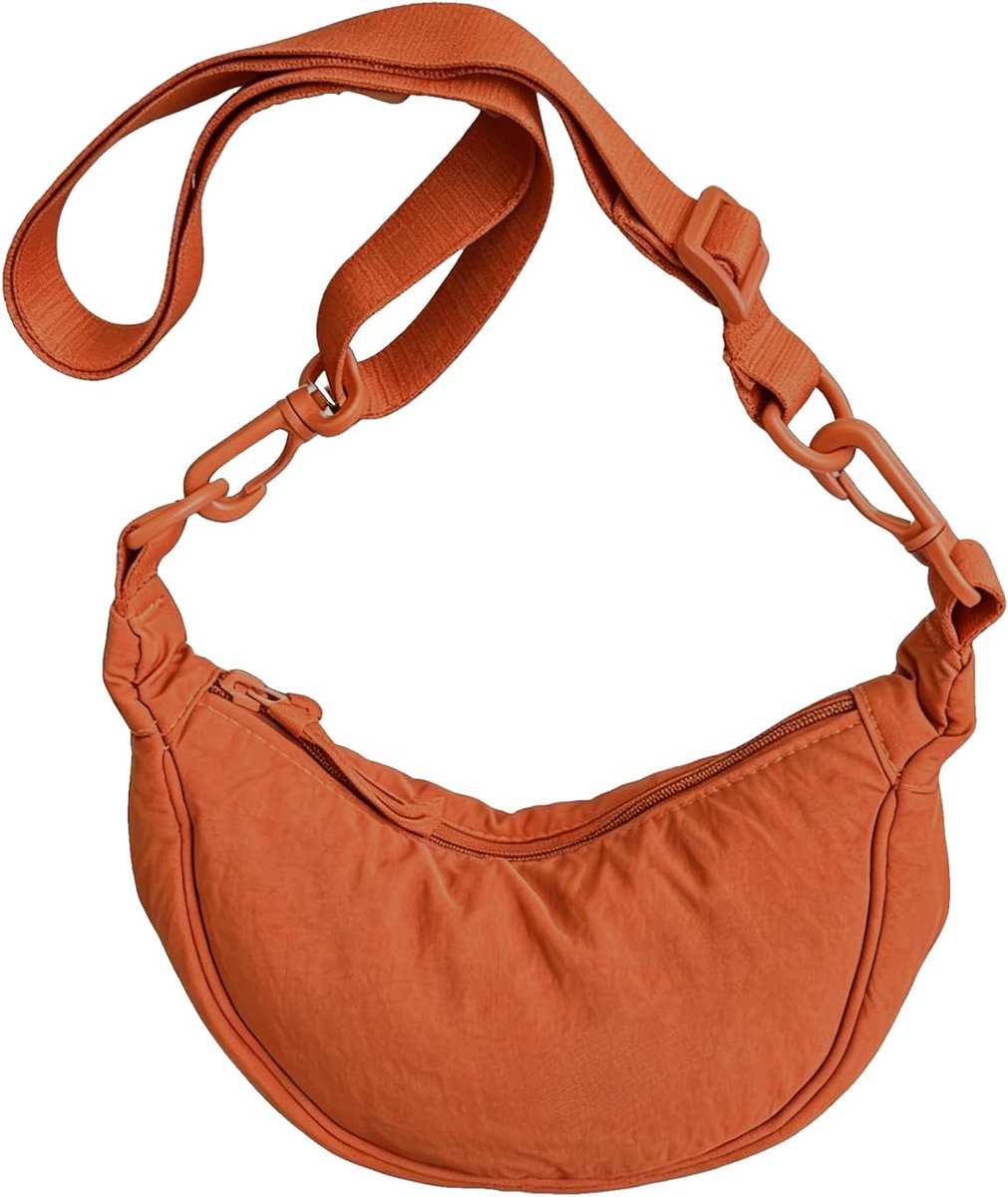 Dames halve maan crossbody schoudertas, uniseks hobo crossbody bag Moon Bag dames kleine nylon heuptas met verstelbare - ShopVlot
