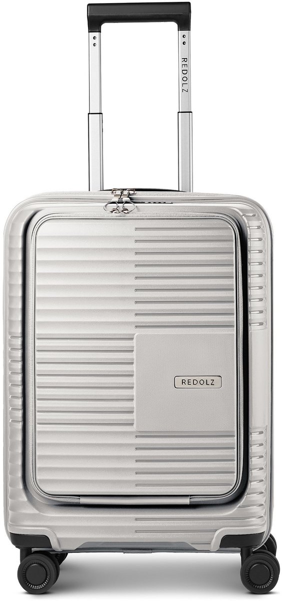 Redolz Essentials 17 2.0 4 wielen Cabinewagen 55 cm Laptopvak met uitbreidingsplooi - Harde bagage - TSA slot - light grey
