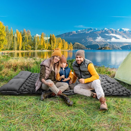 Slaapmat Opblaasbaar 2 Persoons - Zelfopblazend Campingmat - Luchtbedmat - 195x120cm - 40D Nylon - Voetpomp Inbegrepen - Honingraat Airbags - Lichtgewicht - 200 kg Draagkracht - Voor Kamperen & Wandelen — afbeelding 3
