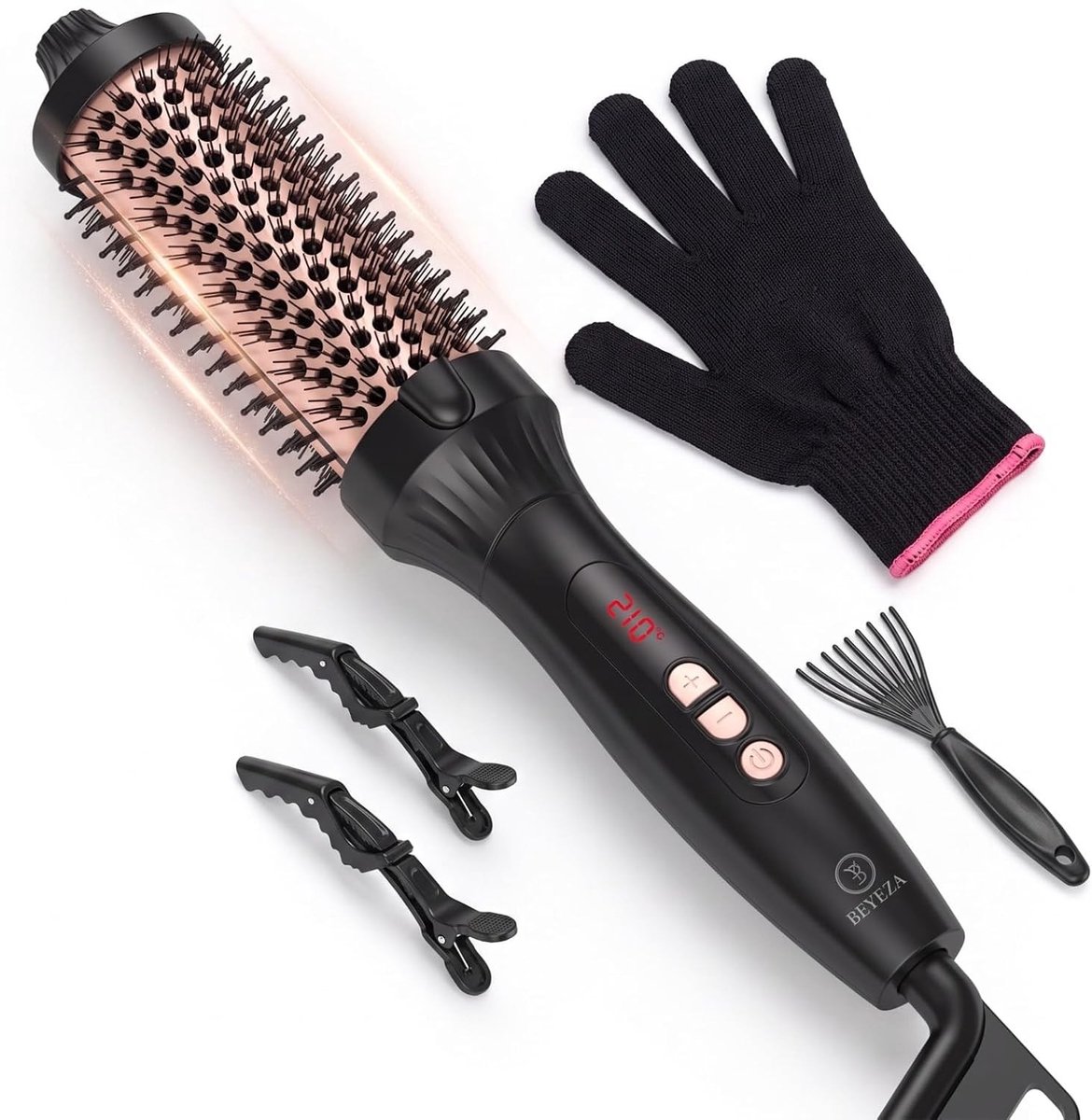 Thermal Round Brush - Zwart - 38 mm - Keramische Haarstylingborstel met Digitale Display - Voor Alle Haartypes
