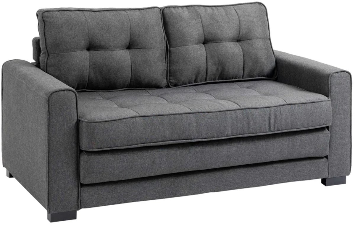 Slaapbank 2-zits - Vouwbank met slaapfunctie - Linnen touch - Rubberhout - Bankstel - 147,5 x 75 x 85 cm - Grijs