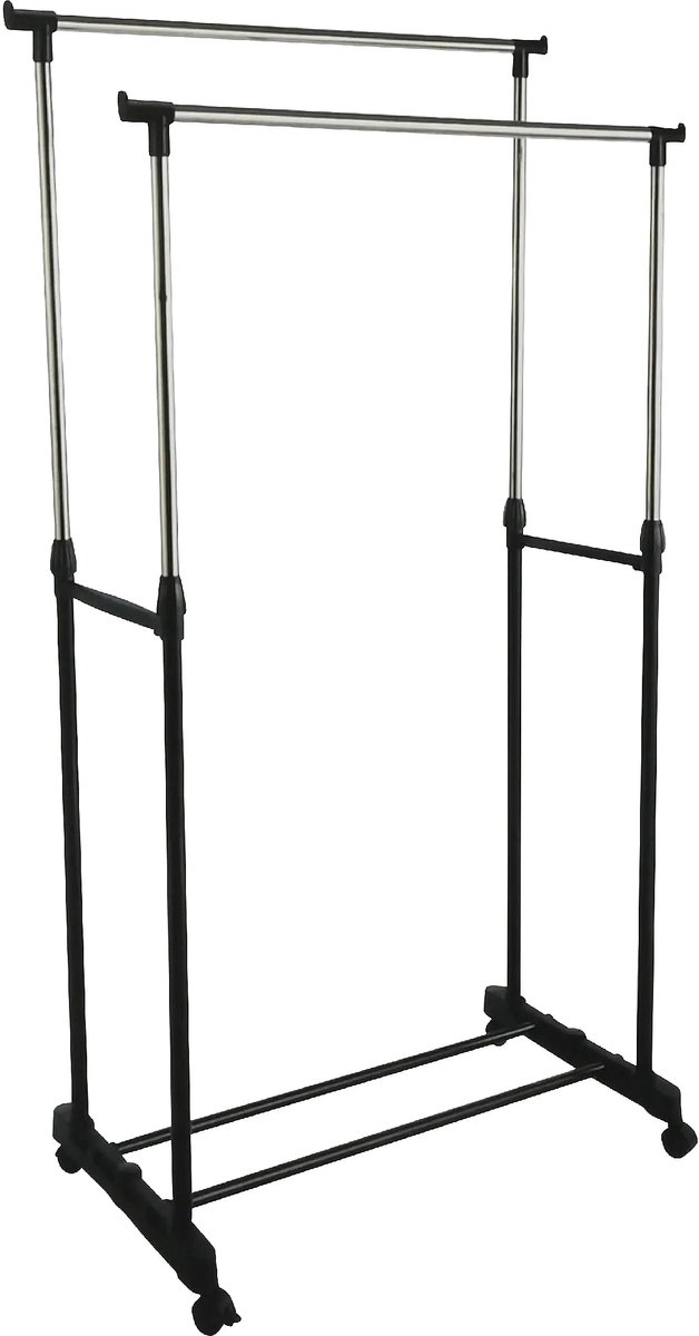 Benson Kledingrek dubbel 78 cm met wielen en hoogte verstelbaar 93 tot 160 cm Zwart