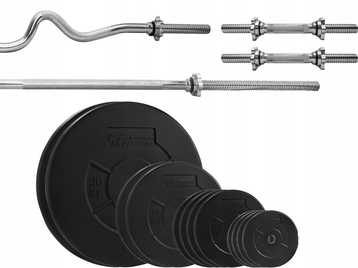 Krachtset 110 kg: Halterschijven, stangen en accessoires voor fitness