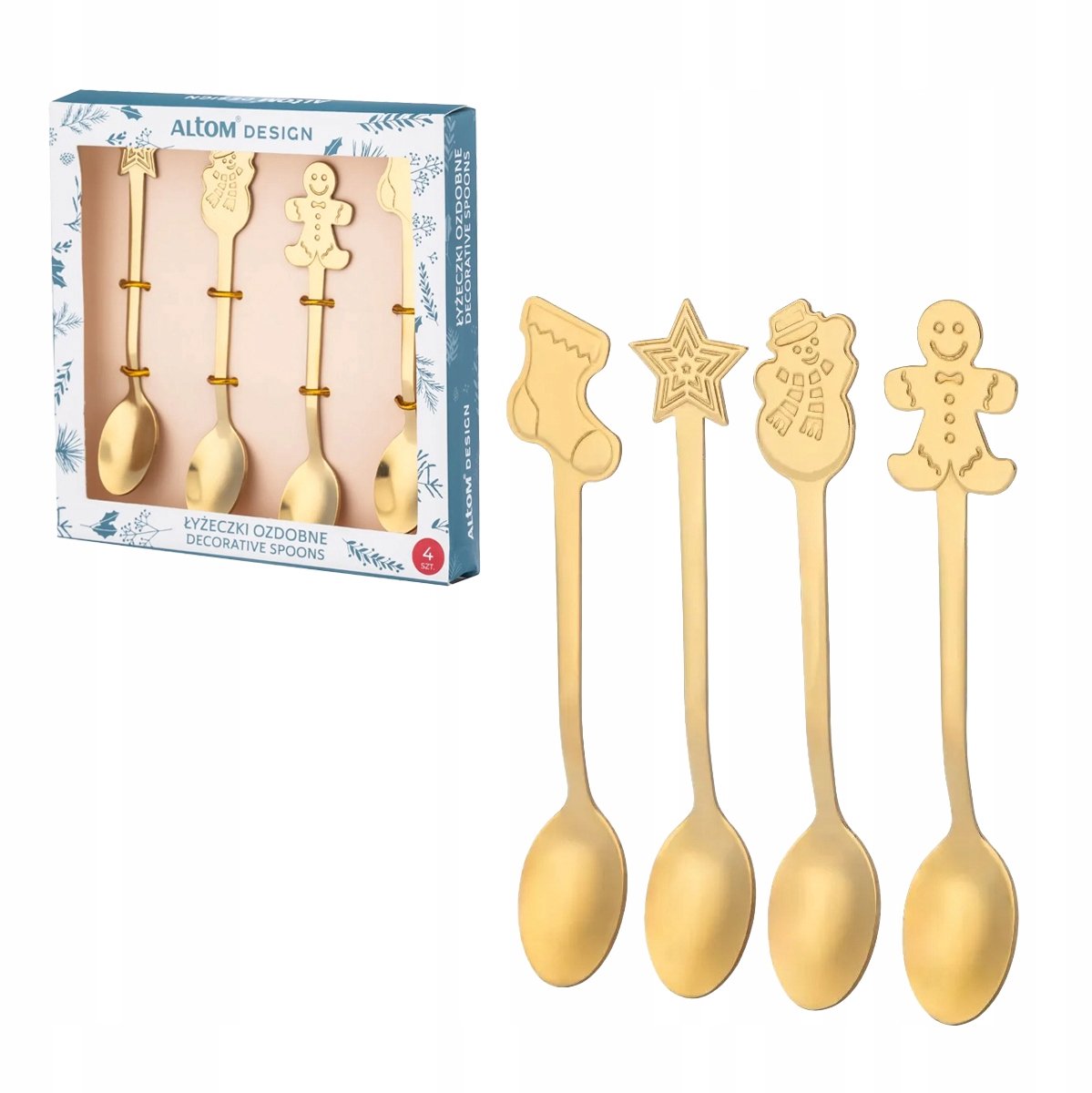 Altom Design Kerst Theelepels Goud - Set van 4