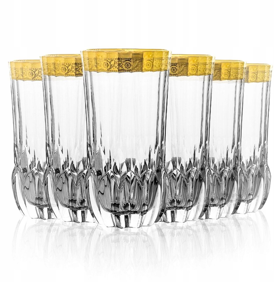 Bohemia Mirador Kristallen Longdrink Glazen 400ml Goud - Set van 6