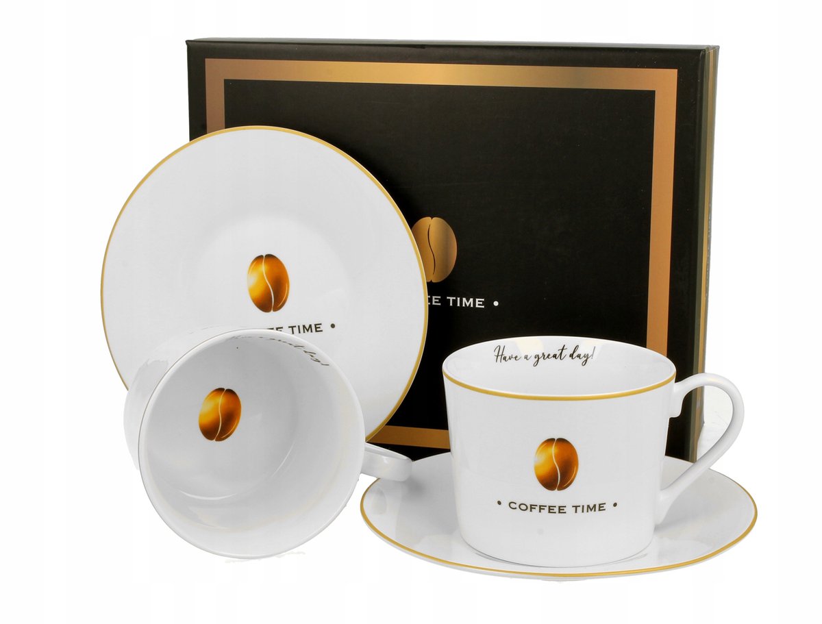 Porseleinen Koffiekopjes met Schotels 230ml - Coffee Time 2 Set
