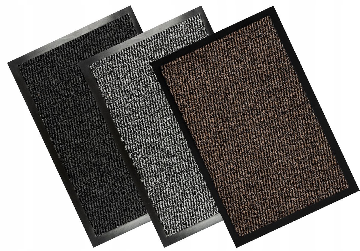Merkloze Deurmat 60x90 cm - Rubber en Textiel - Antraciet/Bruin