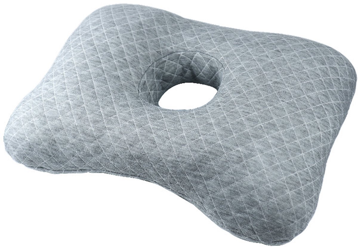 Slaapkussen - Oorkussen met Uitsparing - Orthopedisch Kussen voor Zijslapers - Zijslaperkussen - 39 x 28 cm - Ideaal voor Verzorging van Oorpiercings - Helpt Druk en Ontstekingsgerelateerde Oorpijn te Verlichten - Grijs