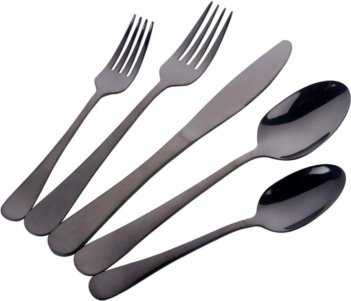 Zwarte Bestek Set 5 Delen - Modern & Stijlvol Tafelgerei