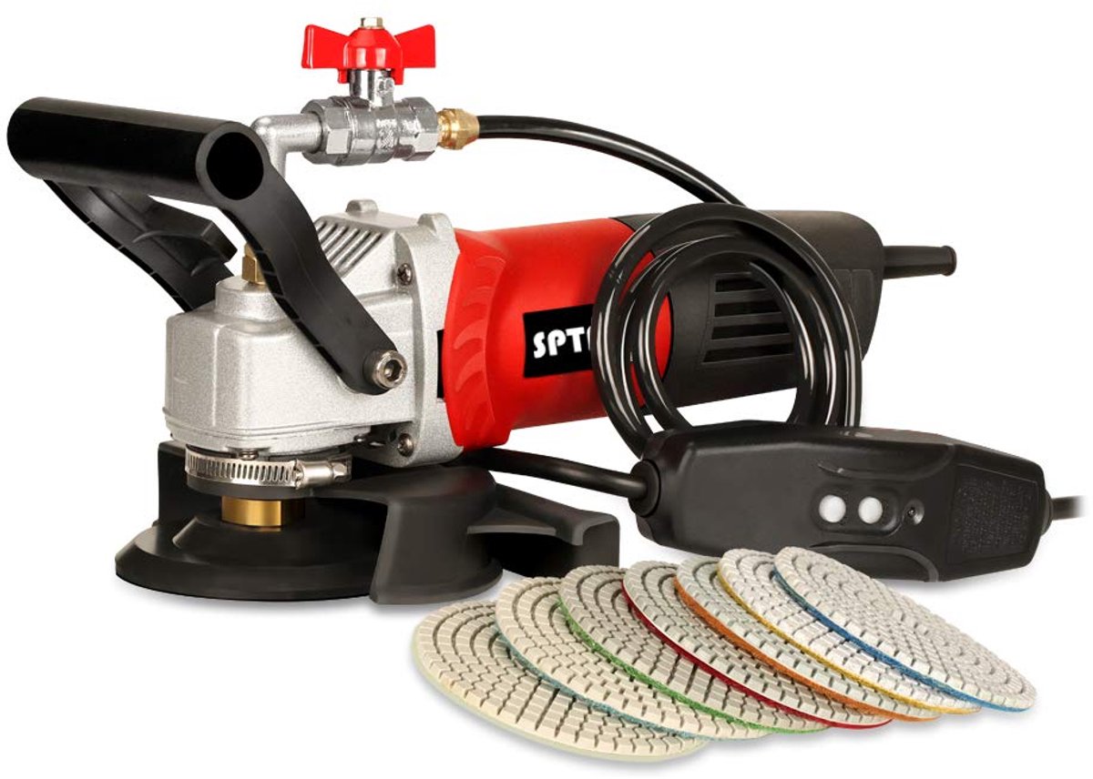 Natpolijstmachine 800W – Variabel 500–4000 RPM – Wateraansluiting – Voor Marmer, Beton & Graniet – 230V