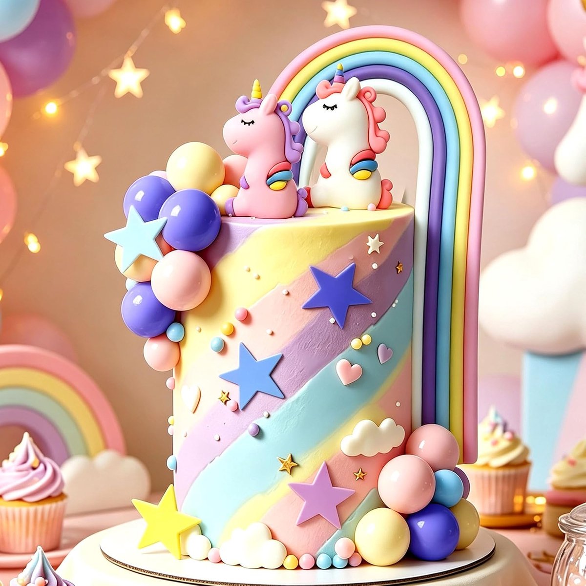 eenhoorn taartdecoratie cake regenboog - ShopVlot