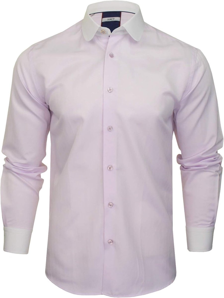 Xact Club/Penny shirt for men in herringbone pattern, with contrasting collar and cuffs in white. - ShopVlot
