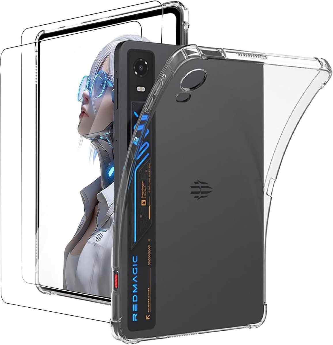 MEMELOKA Beschermhoes voor Redmagic Astra 2 Gaming Tablet 9,06 inch + 2 stuks gehard glas, beschermhoes van zacht TPU - ShopVlot