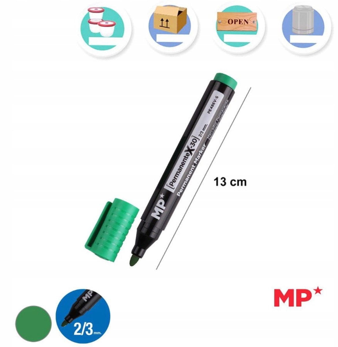 Groene Permanente Marker 2-3mm, X-30, Giftigvrij