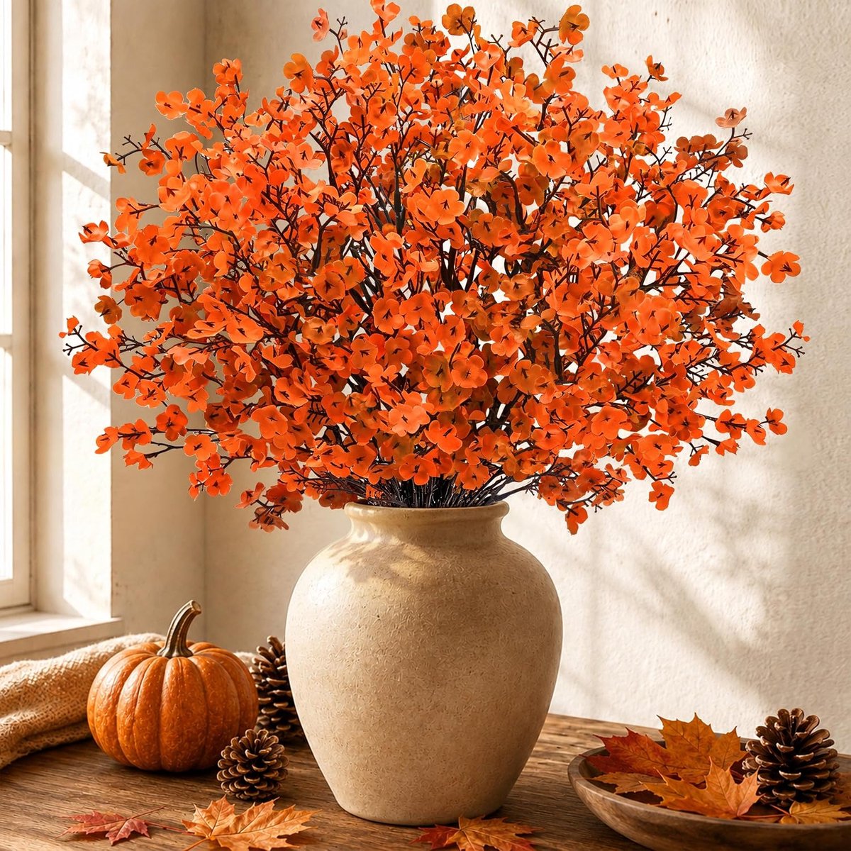 Der Rose 10 Stks Nep Herfst Bloemen Oranje Baby Adem Kunstbloemen Echte Zijde Bloemen Arrangement Stengels voor - ShopVlot