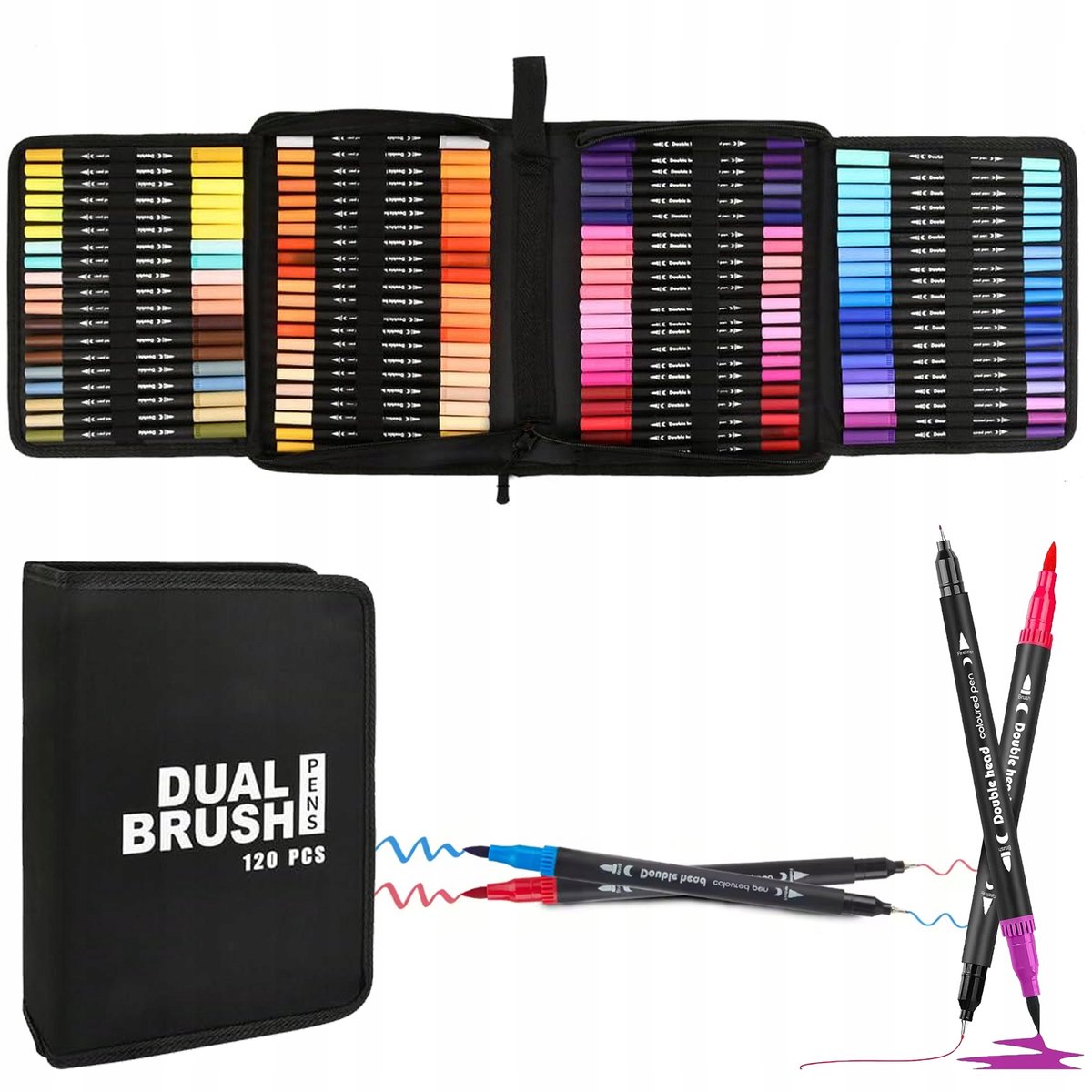 120 Kleuren Dubbelzijdige Markers Set - Tekenen, Kleuren, Anime