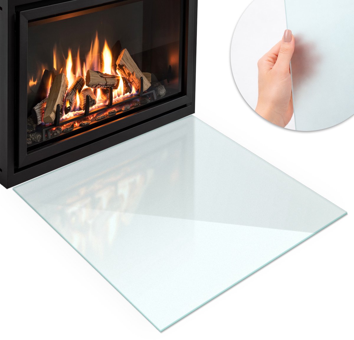 Wallfluent - Vloerplaat openhaard - 50x50cm - Halftransparant Vierkant - Plaat voor onder houtkachel - Bescherming van de vloer