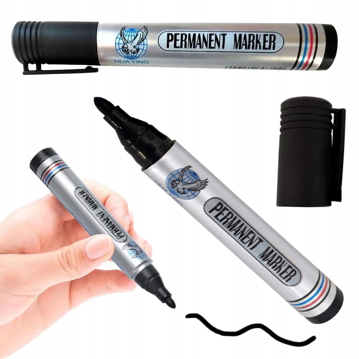 Permanente zwarte marker, waterdicht, sneldrogend, punt van 2 mm