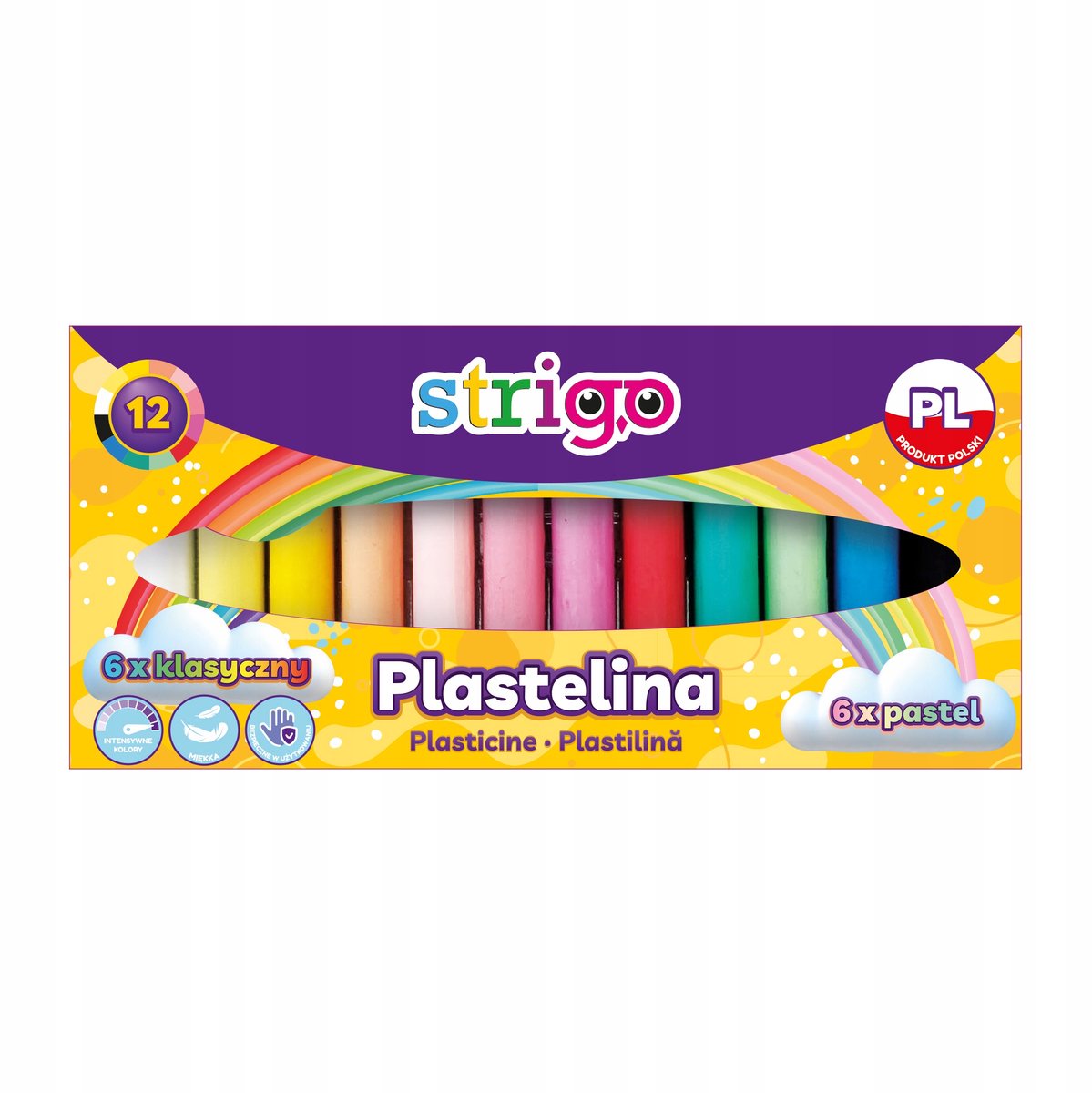 STRIGO Kneedbare Klei 12 Kleuren: 6 Klassiek & 6 Pastel