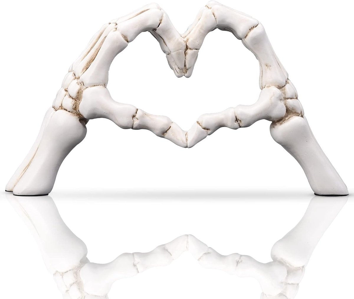 Wit Hart Handen Beeld - Abstracte Hars Sculptuur met Hartvormig Handgebaar - Liefdesdecoratie voor Plank, Tafel en Woonkamer