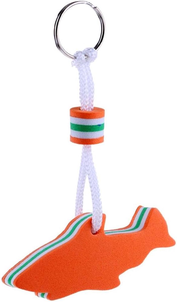 Drijvende sleutelhanger haai - Sleutelhanger die blijft drijven - Boot hanger- Watersport hanger - Floating keychain - Haaien sleutelhanger - Oranje - EVA foam - Jonyx