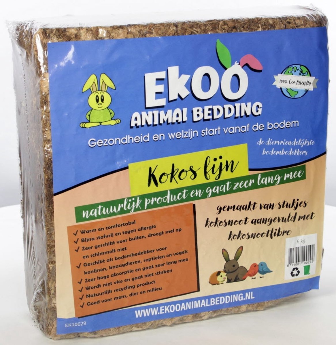 Ekoo Kokosblok bodembedekking 5 kg | uitzetbaar kokos substraat | grof of fijn Fijn