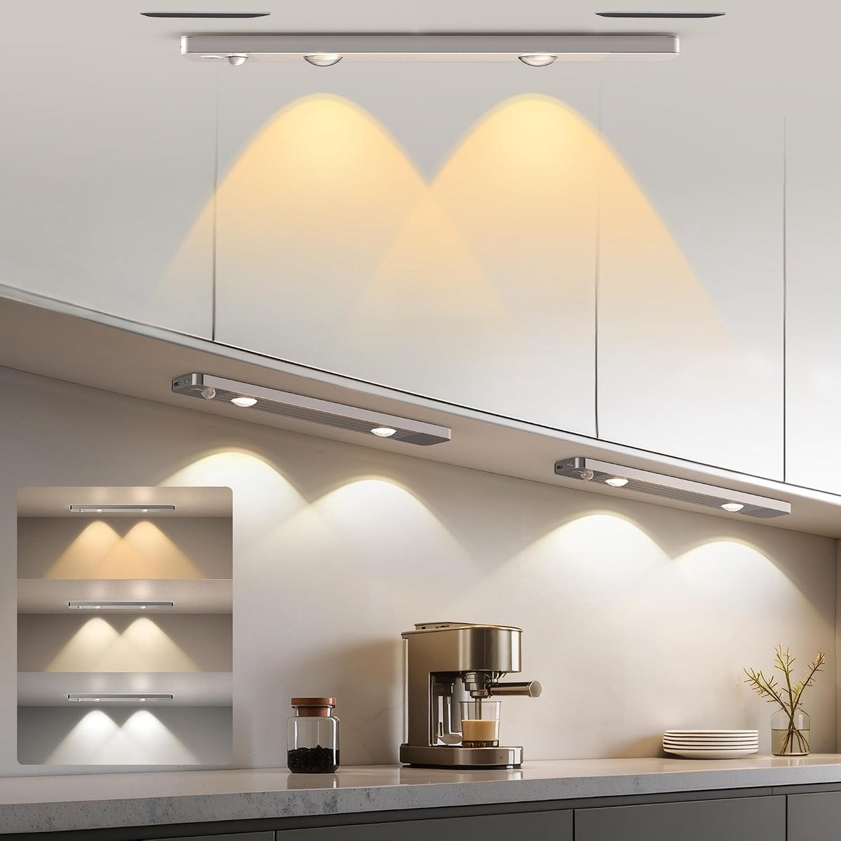 Sensor lampjes met bewegingsmelder - Wit - 30 cm - Dimbare en oplaadbare LED-lamp voor kast en hal