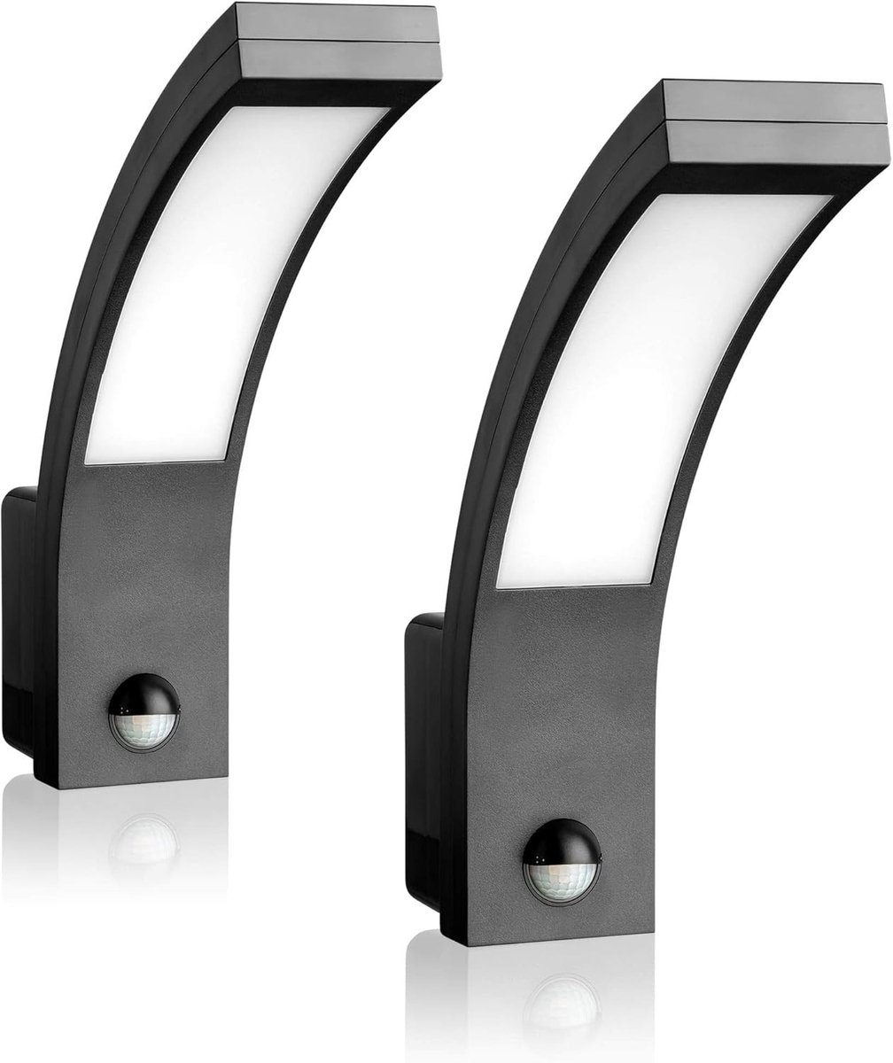 Sensor lampjes met bewegingsmelder - Set van 2 - Antraciet - LED Buitenwandlamp 15W 1000lm - Voor Buiten