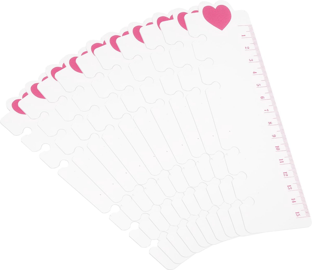 SnelShoppen - 10 x 5 cm bladwijzerliniaal set, 10 stuks liniaal bladwijzers voor A6 notitieboek, roze hartvorm, handige meetinstrumenten voor school,